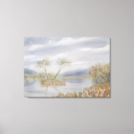 Bomen ruziën Waterverf Landschap Canvas Afdruk