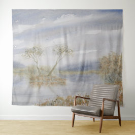 Bomen ruziën Waterverf Landschap Wandkleed