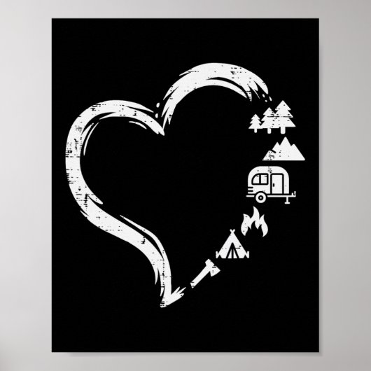 Bomen Rv Van Kampvuur Tent Hart Schattig Liefde Ca Poster (Voorkant)
