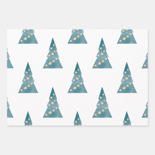 Bomen & Sneeuw Wrapping Papier Flat Sheet Set van Inpakpapier Vel (Voorkant)