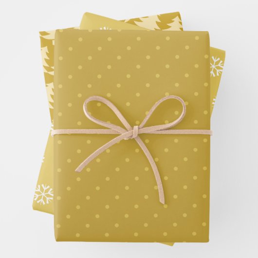 Bomen Sneeuwvlokken en Kerstmis met polka-stippen Inpakpapier Vel (In situ)