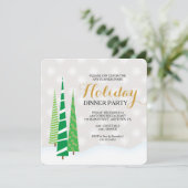 Bomen & Sneeuwvlokken Zakelijk Vakantie Diner Fees Kaart (Staand voorkant)