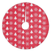 Bomen Snowflakes op wit op rood Fleece Kerstboom Rok (Voorkant)