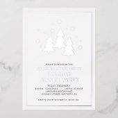 Bomen Snowflakes Silver Foil Holiday Dinner Party Folie Uitnodiging (Voorkant)