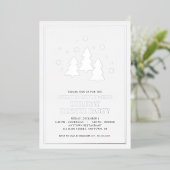 Bomen Snowflakes Silver Foil Holiday Dinner Party Folie Uitnodiging (Staand Voorkant)