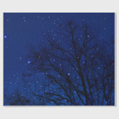 Bomen tegen sterrenhemelachtergrond. Bomen op 's n Cadeaupapier (Vlak)
