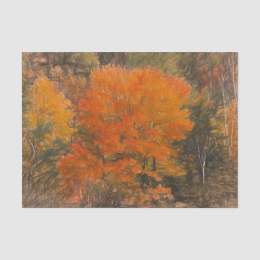 Bomen vallen bos bos oranje schets kunst tissuepapier (Voorkant)