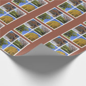 Bomen volgens de seizoensvrachtwagenhoed cadeaupapier (Hoek)