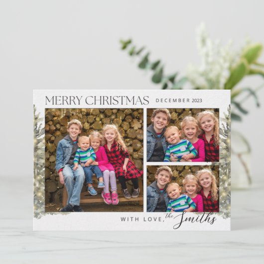 Bomen Vrolijk Kerstfeest Drie Fotokaart Kaart (Staand voorkant)