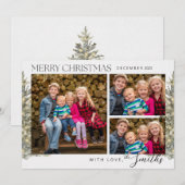 Bomen Vrolijk Kerstfeest Drie Fotokaart Kaart (Voorkant / Achterkant)