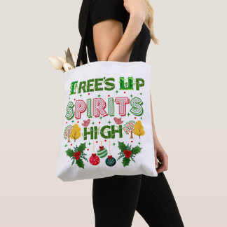 Bomen vrolijken de geest hoog kerstvakantie grafis tote bag