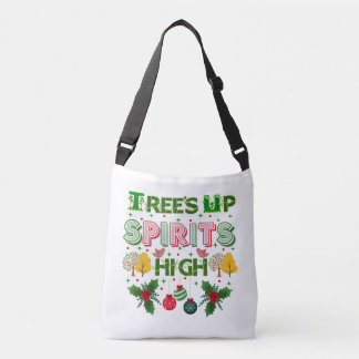 Bomen vrolijken de geest hoog op kerstvakantie gra crossbody tas