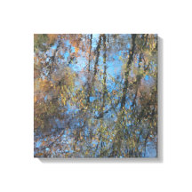 Bomen Water Reflectie Uitgerekte Canvasprint