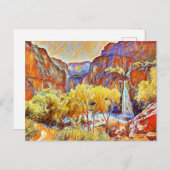 Bomen Waterval Abstract oliesschilderij Briefkaart (Voorkant / Achterkant)