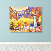 Bomen Waterval Abstract oliesschilderij Canvas Afdruk (Insitu (Houten vloer))