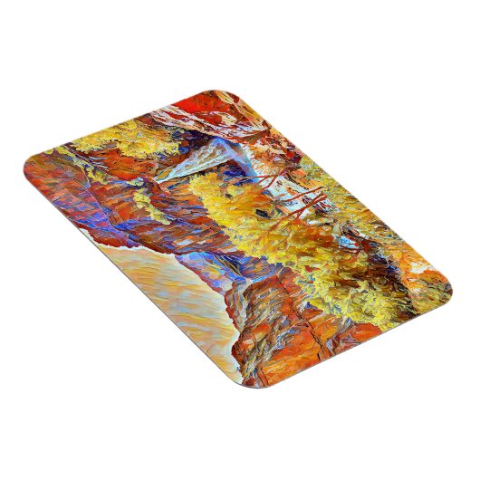 Bomen Waterval Abstract oliesschilderij Magneet (Rechterzijde)