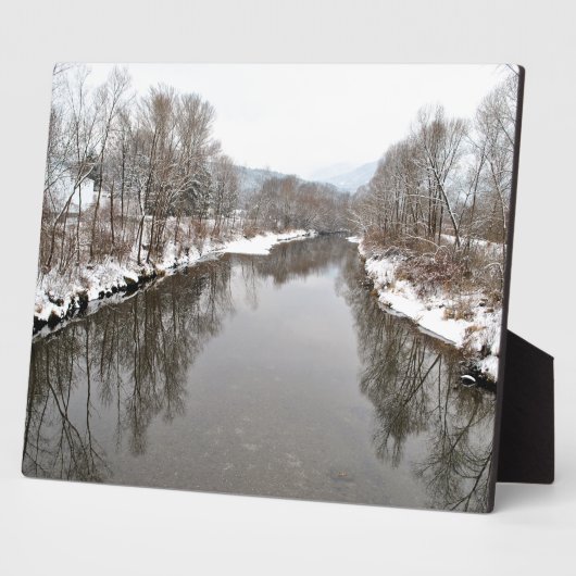 Bomen weerspiegeld in rivier fotoplaat (Zijkant)