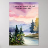 Bomen zijn gedichten Blue Smoky Mountain Pink Clou Poster (Voorkant)