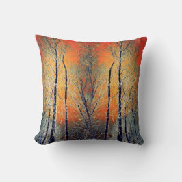 Bomen zonsondergang landschap modern oranje kussen