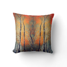Bomen zonsondergang landschap modern oranje kussen