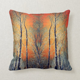 Bomen zonsondergang landschap modern oranje kussen