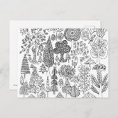 Bomen Zwart en Wit Handgetekende Illustratie Kunst Briefkaart (Voorkant / Achterkant)