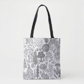 Bomen Zwart en Wit Handgetekende Moderne Kunst Tote Bag (Voorkant)