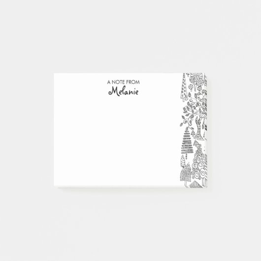 Bomen Zwart en Wit Illustratie Gepersonaliseerd Post-it® Notes (Voorkant)