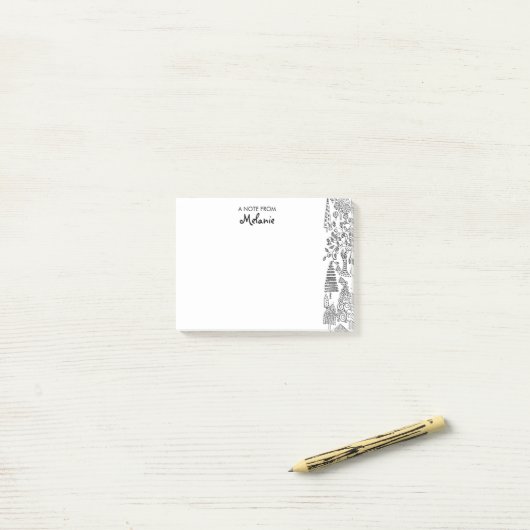 Bomen zwart-wit illustratie gepersonaliseerd post-it® notes (Op bureau)