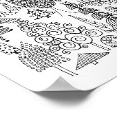 Bomen zwart-wit tekenkunst afdrukken poster (Hoek)