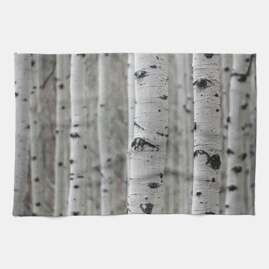 Bomen, zwart-wit, winterkeuken theedoek (Horizontaal)