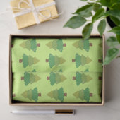 Bomenpatroon op groen tissuepapier (Geschenk)