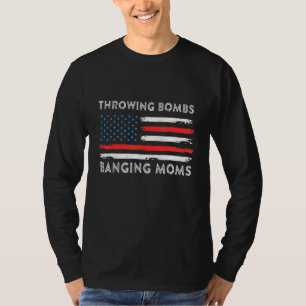 Bommen gooiend, moeders neukend voetbal vlag vinta t-shirt