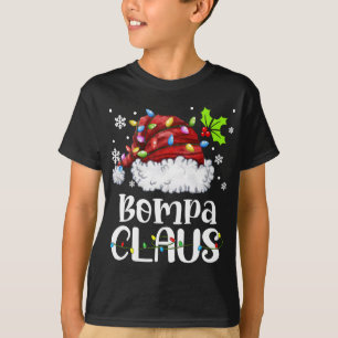 Bompa Claus Santa Hat Christmas Light Xmas T-shirt