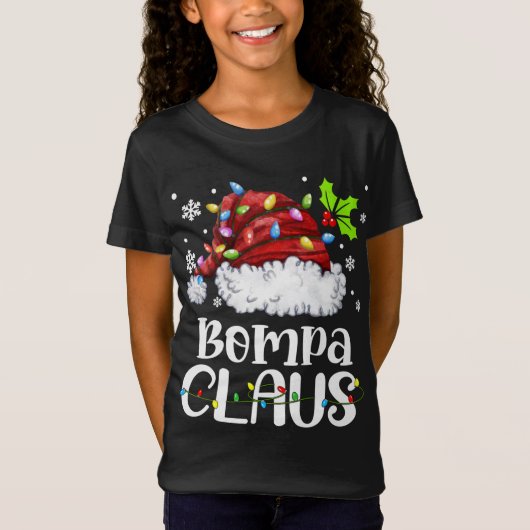 Bompa Claus Santa Hat Christmas Light Xmas T-shirt (Voorkant)