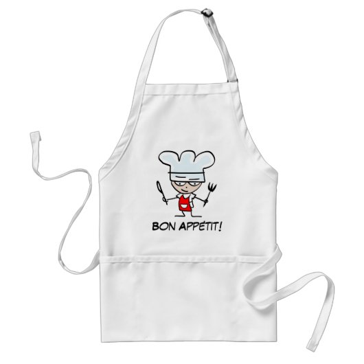 Bon appetit bbq schort met schattige cartoon chef (Voorkant)