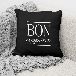 BON APPETIT Black Kitchen Typography Quote Kussen