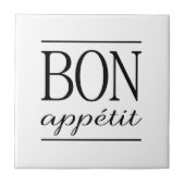 BON APPETIT Black & White Kitchen Typography Quote Tegeltje (Voorkant)