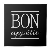 BON APPETIT Black & White Kitchen Typography Quote Tegeltje (Voorkant)