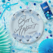 Bon Appetit Blue Floral Papieren Bordje (Feest)