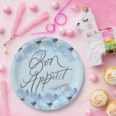 Bon Appetit Blue Floral Papieren Bordje (Feest)