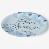 Bon Appetit Blue Floral Papieren Bordje (Gekanteld)