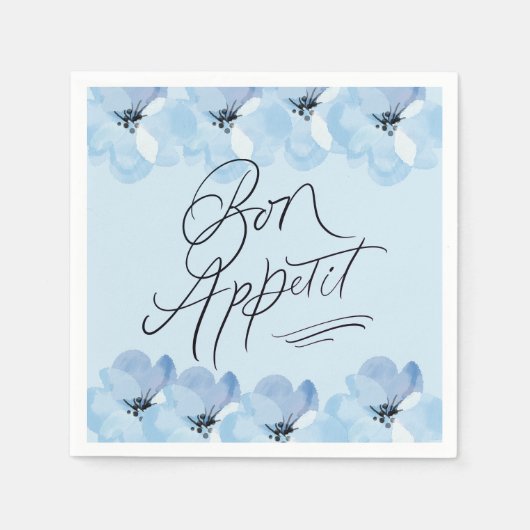 Bon Appetit Blue Floral Servet (Voorkant)