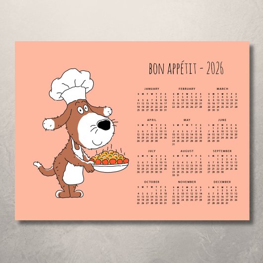 Bon Appétit Cartoon Chef Kok Hondenkalender 2026
