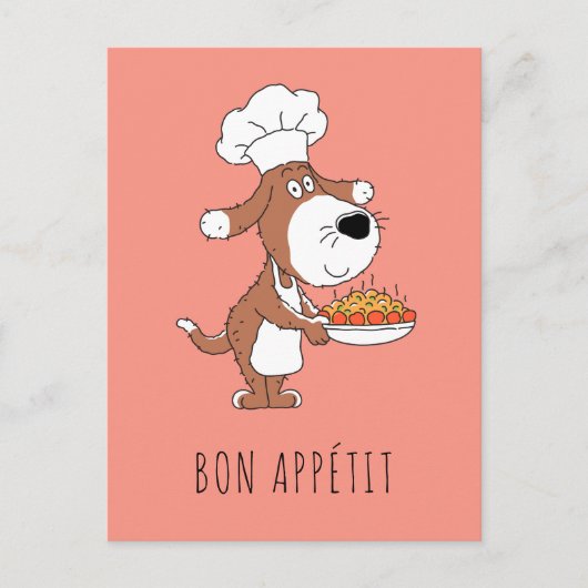 Bon Appétit Chef Cook Schattige Funny Dog Puppy Ca Briefkaart (Voorkant)