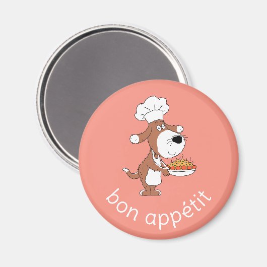 Bon Appétit Chef Cook Schattige Funny Dog Puppy Ca Magneet (Voorkant / Achterkant)