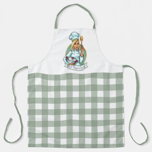 Bon Appetit Chef met Gingham Pattern Schort (Voorkant)