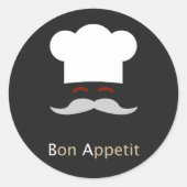 Bon Appetit Chef Ronde Sticker (Voorkant)