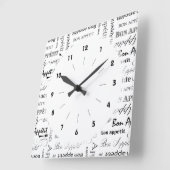 Bon Appetit Classic Black en White Pattern Vierkante Klok (Hoek)