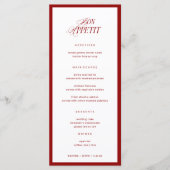 Bon Appetit Classic Elegant Red Wedding Menu (Voorkant)